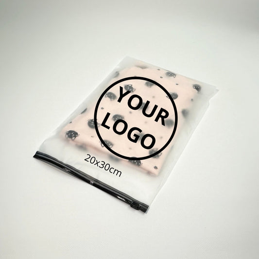 Custom Frosted Zipper Bags 20х30cm (7.9x11.8in) White