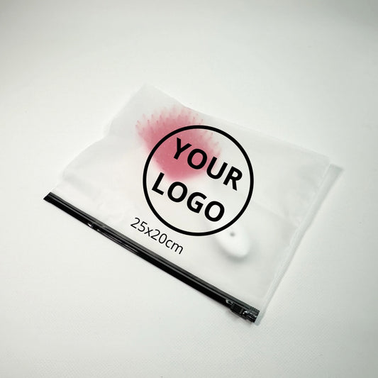 Custom Frosted Zipper Bags 25х20cm (9.8x7.9in) White