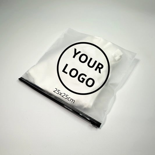 Custom Frosted Zipper Bags 25х25cm (9.8x9.8in) White
