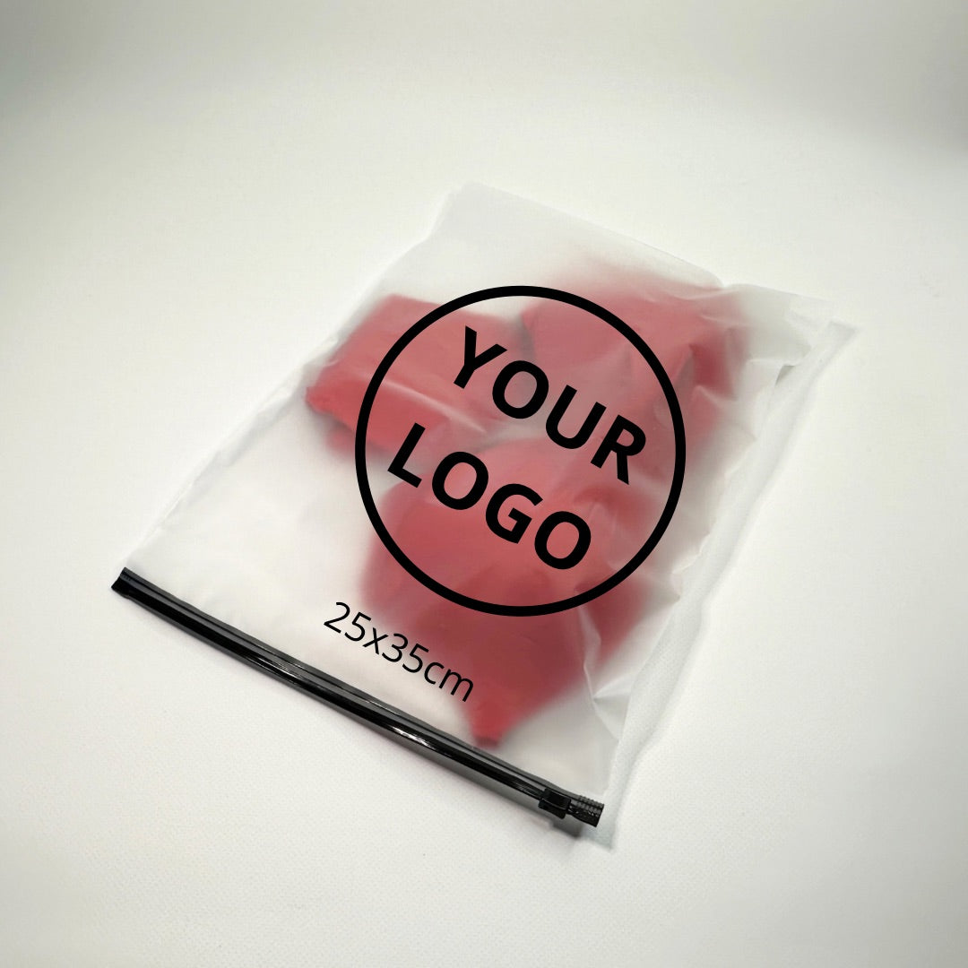 Custom Frosted Zipper Bags 25х35cm (9.8x13.8in) White