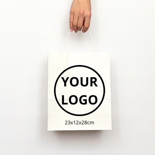Custom paper bags 23х12х28cm (9x4.7x11in) White