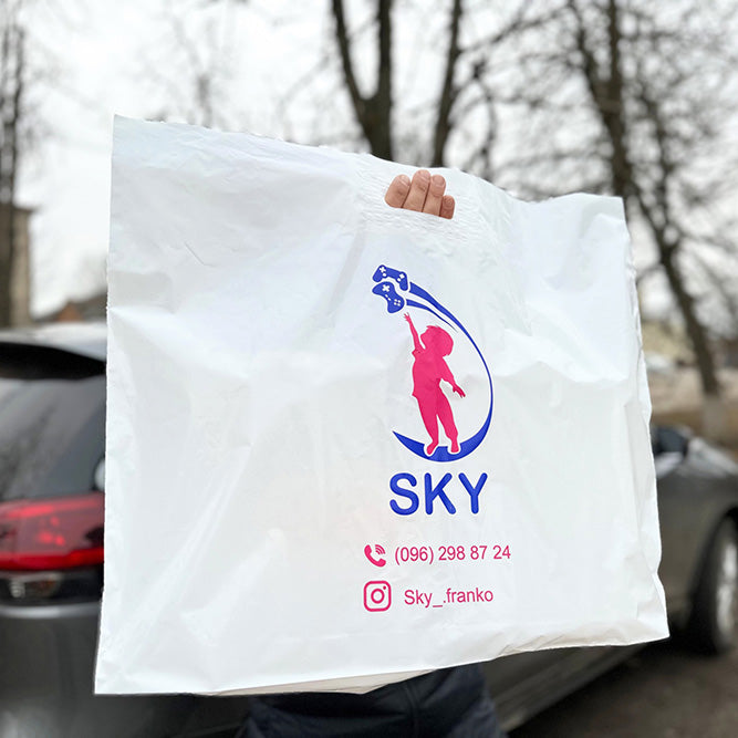 Custom Plastic Shopping Bags 50x60cm (19.6x23.6in) White