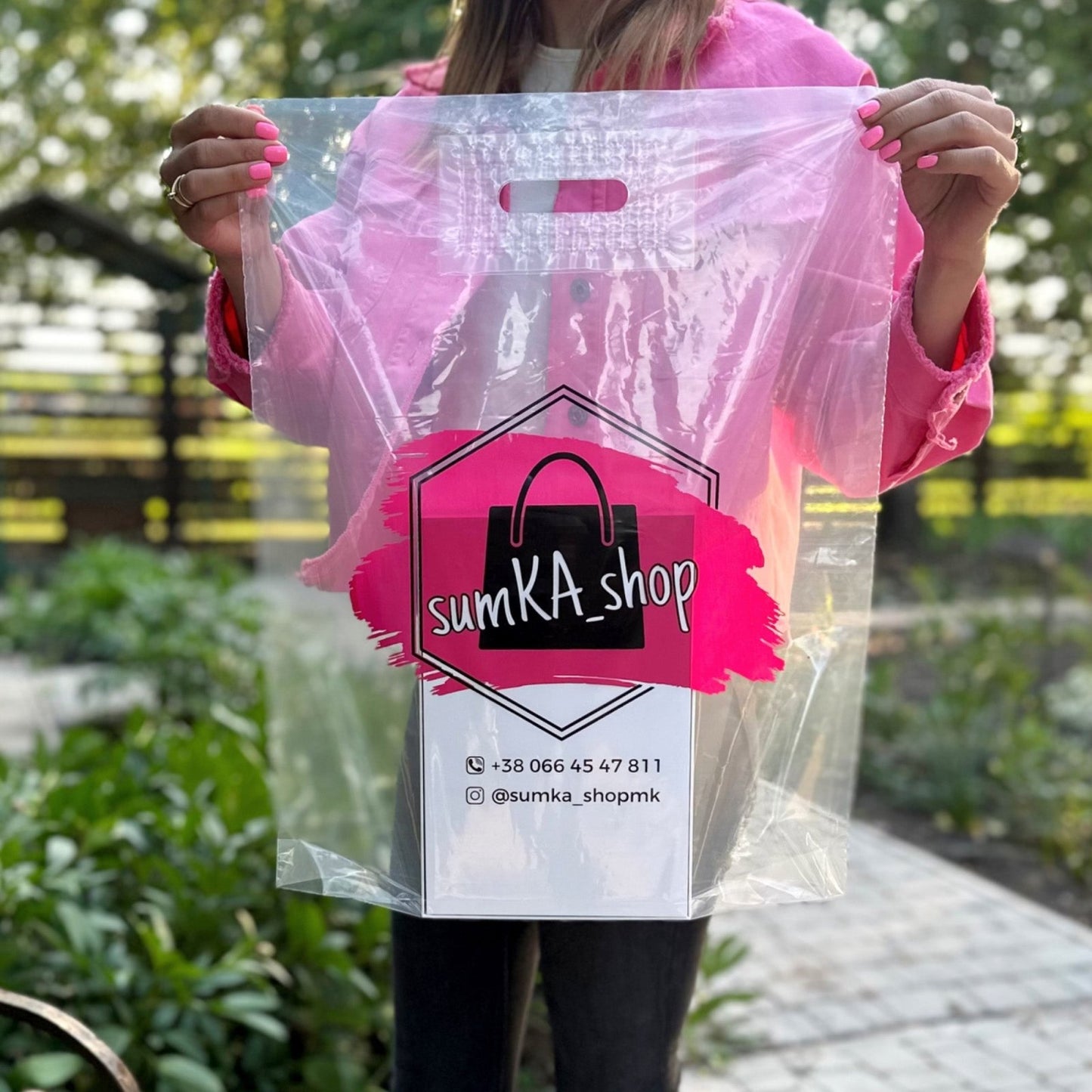 Custom Plastic Shopping Bags 40x50cm (15.7x19.6in) Transparent