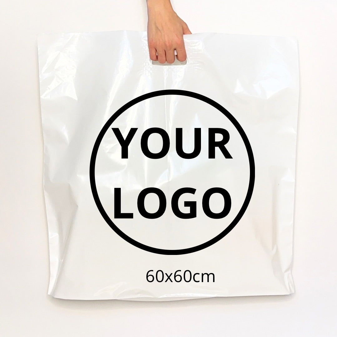 Custom Plastic Shopping Bags 60x60cm (23.6x23.6in) White