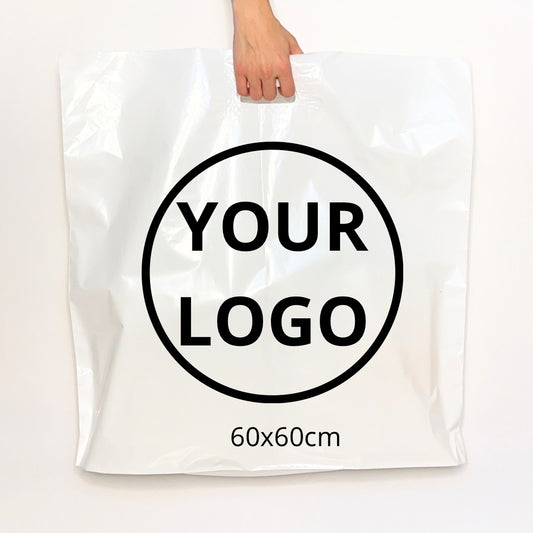 Custom Plastic Shopping Bags 60x60cm (23.6x23.6in) White