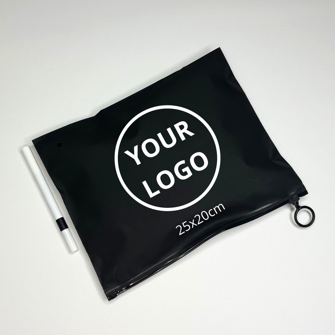 Custom Frosted Zipper Bags 25х20cm (9.8x7.9in) Black