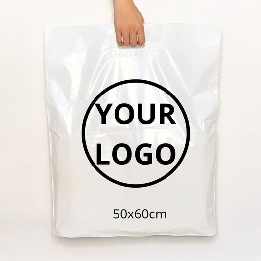 Custom Plastic Shopping Bags 50x60cm (19.6x23.6in) White