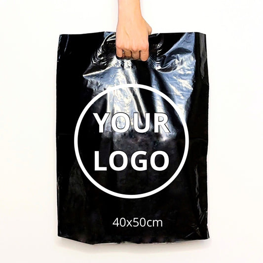 Custom Plastic Shopping Bags 40x50cm (15.7x19.6in) Black
