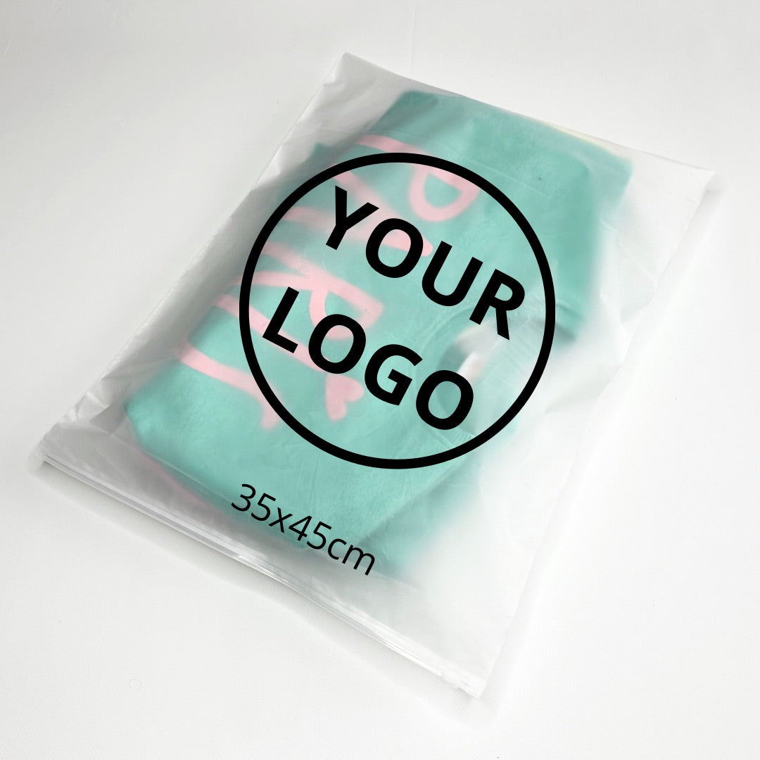 Custom Frosted Zipper Bags 35х45cm (13.8x17.7in) White