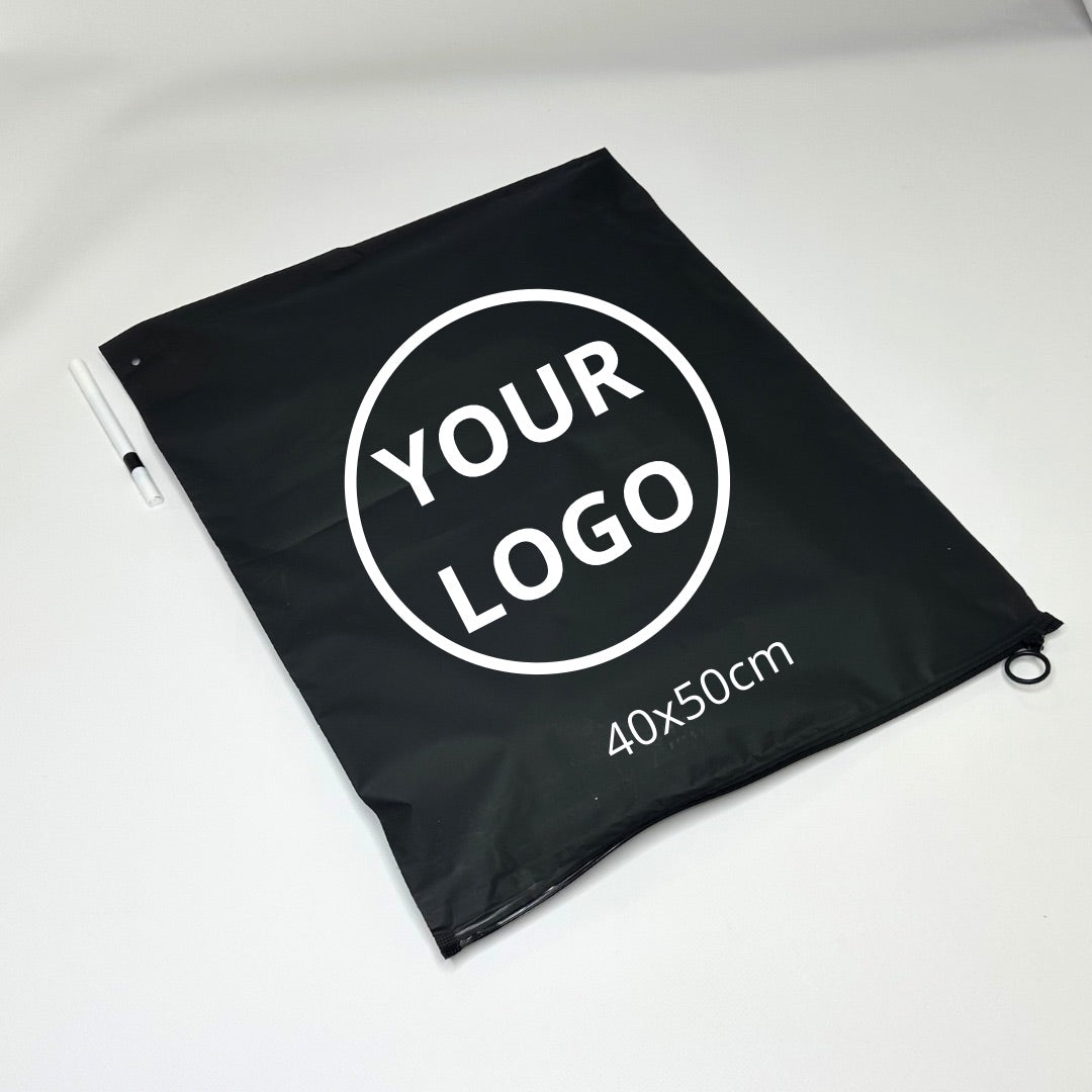 Custom Frosted Zipper Bags 35х45cm (13.8x17.7in) Black