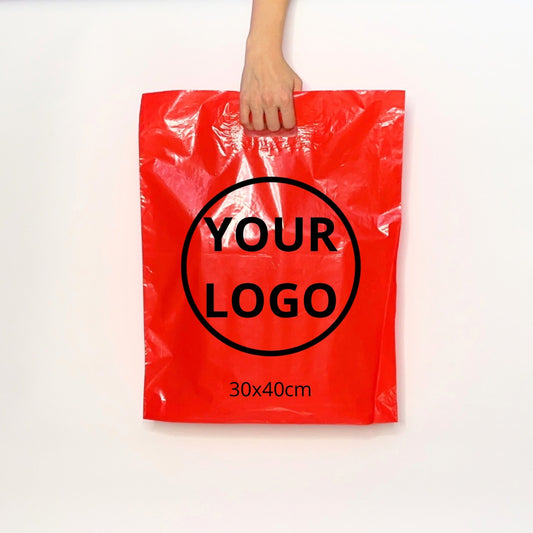 Custom Plastic Shopping Bags 30x40cm (11.8x15.7in) Red