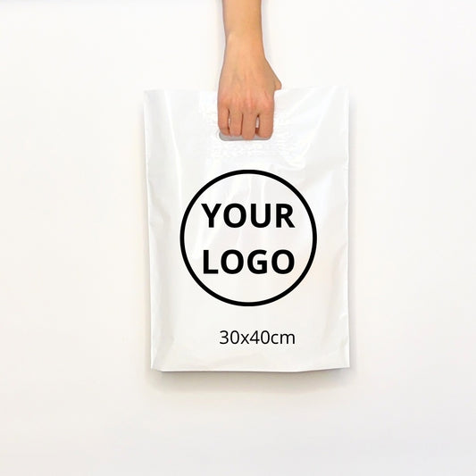 Custom Plastic Shopping Bags 30x40cm (11.8x15.7in) White