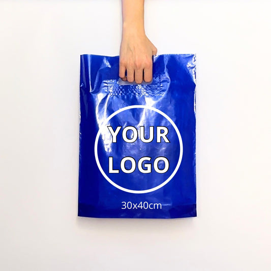 Custom Plastic Shopping Bags 30x40cm (11.8x15.7in) Blue