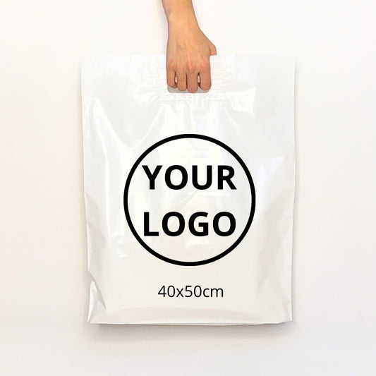 Custom Plastic Shopping Bags 40x50cm (15.7x19.6in) White