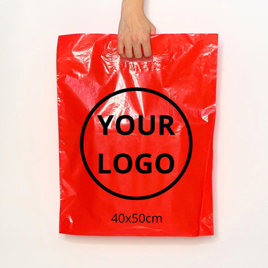 Custom Plastic Shopping Bags 40x50cm (15.7x19.6in) Red