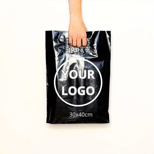 Custom Plastic Shopping Bags 30x40cm (11.8x15.7in) Black