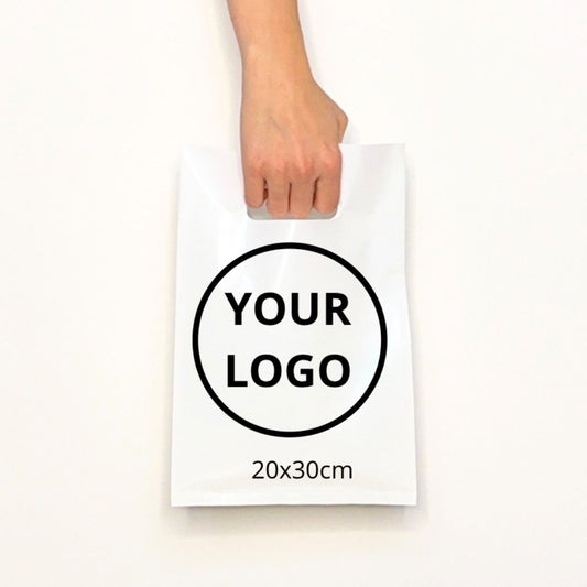 Custom Plastic Shopping Bags 20x30cm (7.9x11.8in) White