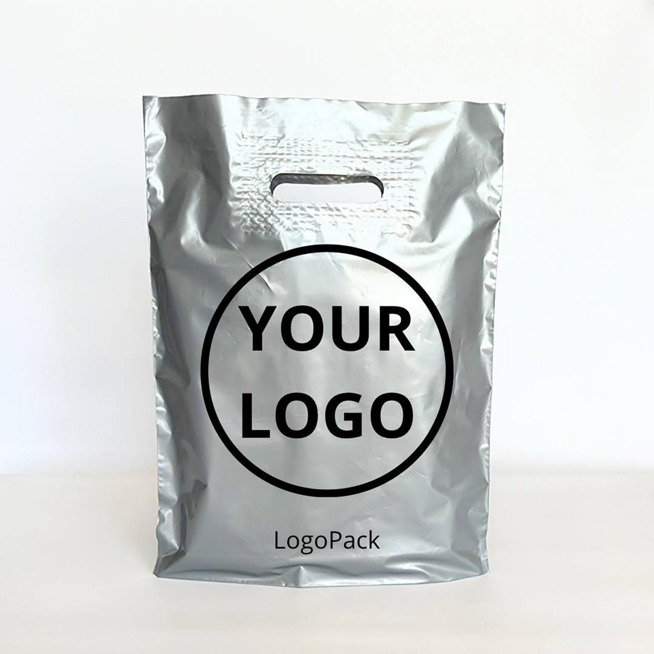 Custom Plastic Shopping Bags 30x40cm (11.8x15.7in) Silver