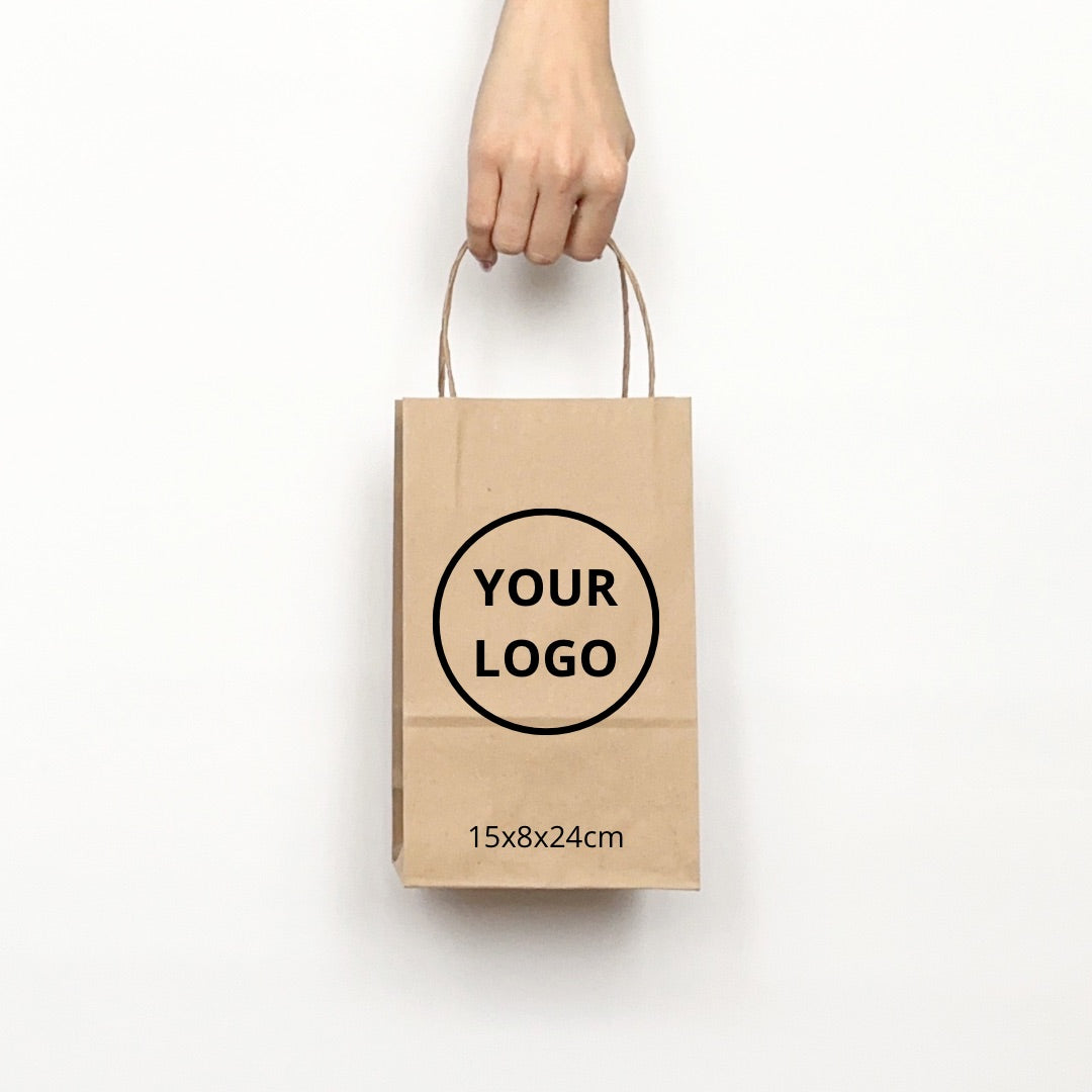 Custom paper bags 15х8х24cm (5.9x3x9.4in) Brown