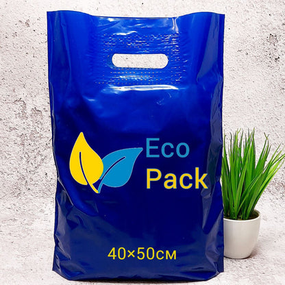 Custom Plastic Shopping Bags 40x50cm (15.7x19.6in) Blue