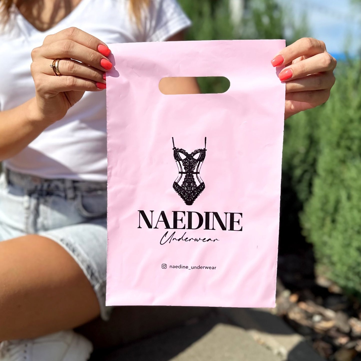 Custom Plastic Shopping Bags 20x30cm (7.9x11.8in) Pink