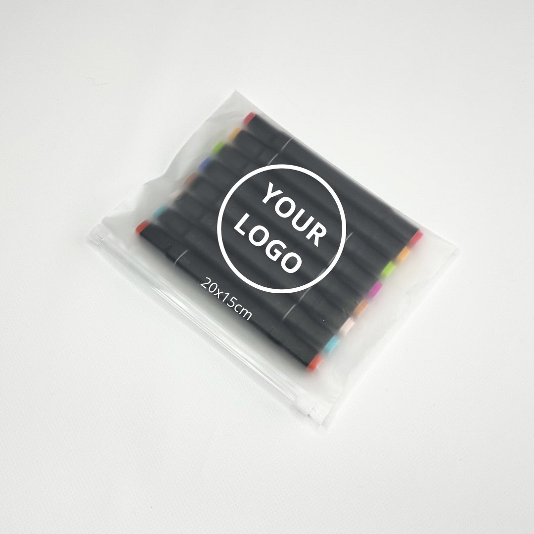 Custom Frosted Zipper Bags 20х15cm (7.8x5.9in) White