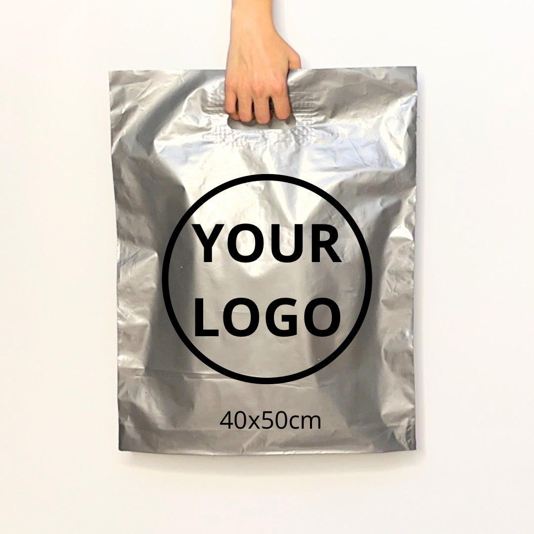 Custom Plastic Shopping Bags 40x50cm (15.7x19.6in) Silver