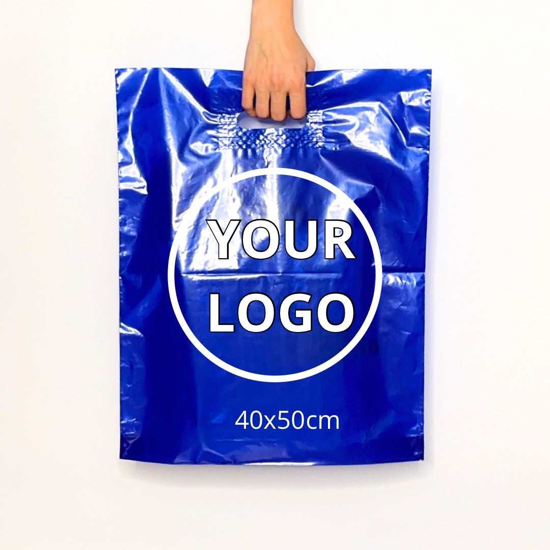 Custom Plastic Shopping Bags 40x50cm (15.7x19.6in) Blue